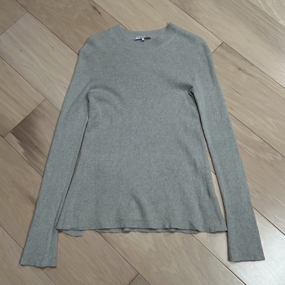 Helmut Lang Cashmere Linen Ribbed Knit Sweater Long Sleeve Women’s Small